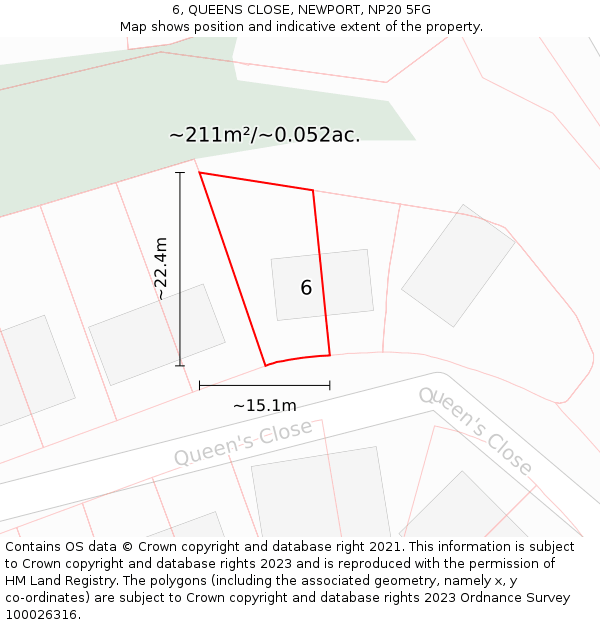 6, QUEENS CLOSE, NEWPORT, NP20 5FG: Plot and title map