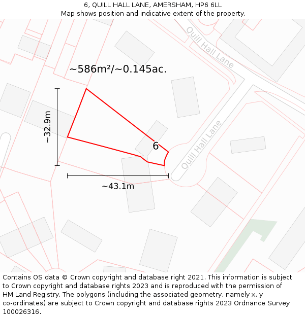 6, QUILL HALL LANE, AMERSHAM, HP6 6LL: Plot and title map