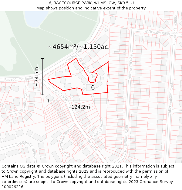 6, RACECOURSE PARK, WILMSLOW, SK9 5LU: Plot and title map