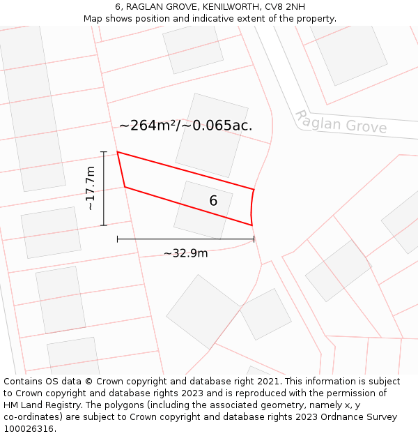 6, RAGLAN GROVE, KENILWORTH, CV8 2NH: Plot and title map