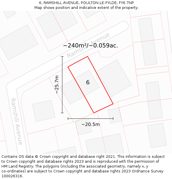 6, RAMSHILL AVENUE, POULTON-LE-FYLDE, FY6 7NP: Plot and title map