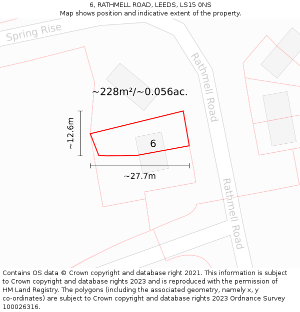 6, RATHMELL ROAD, LEEDS, LS15 0NS: Plot and title map