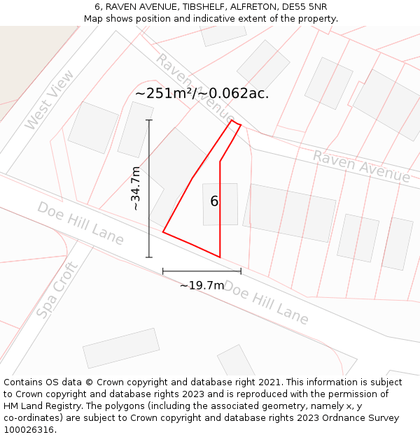 6, RAVEN AVENUE, TIBSHELF, ALFRETON, DE55 5NR: Plot and title map
