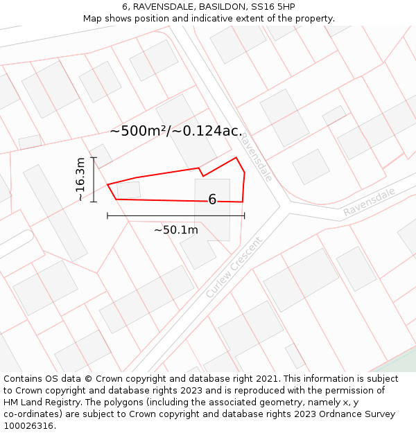 6, RAVENSDALE, BASILDON, SS16 5HP: Plot and title map