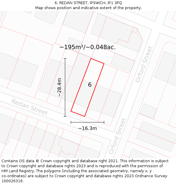 6, REDAN STREET, IPSWICH, IP1 3PQ: Plot and title map