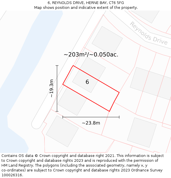 6, REYNOLDS DRIVE, HERNE BAY, CT6 5FG: Plot and title map