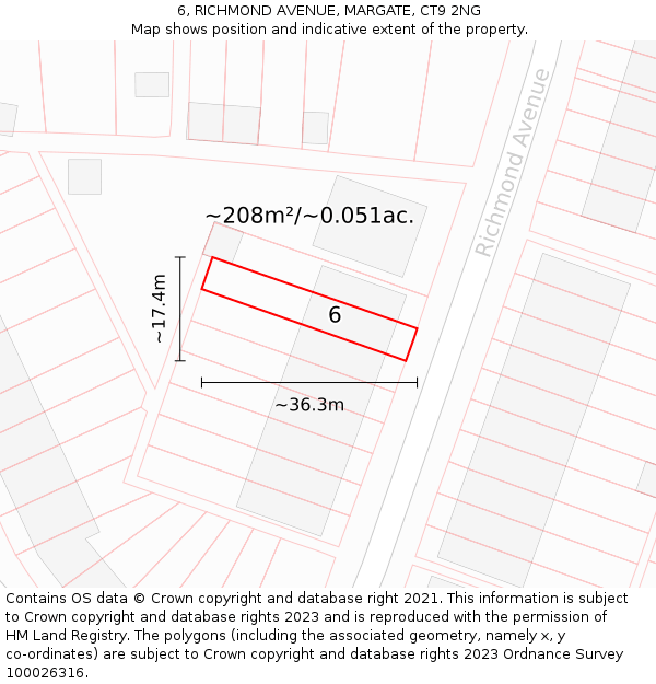 6, RICHMOND AVENUE, MARGATE, CT9 2NG: Plot and title map