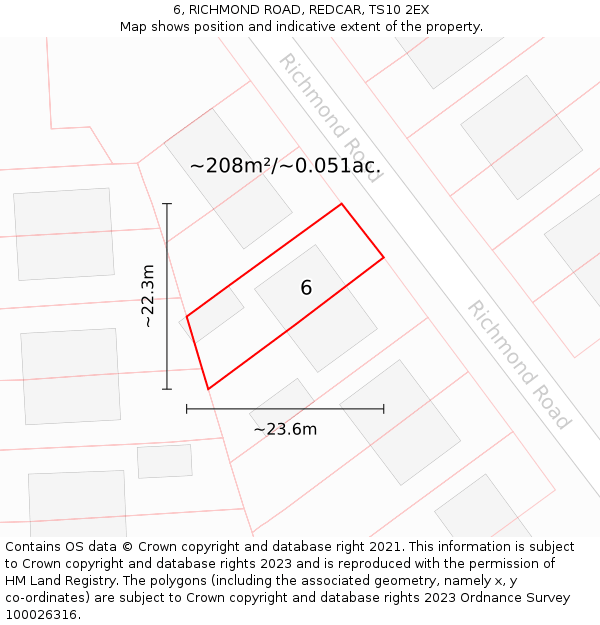 6, RICHMOND ROAD, REDCAR, TS10 2EX: Plot and title map