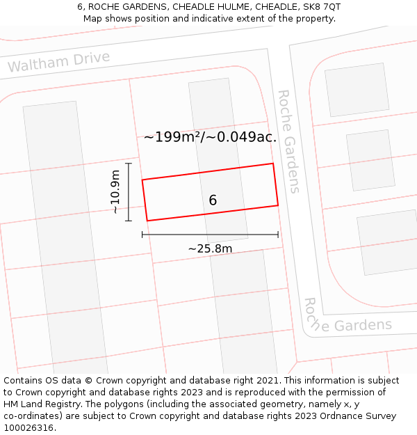 6, ROCHE GARDENS, CHEADLE HULME, CHEADLE, SK8 7QT: Plot and title map