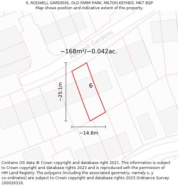 6, RODWELL GARDENS, OLD FARM PARK, MILTON KEYNES, MK7 8QP: Plot and title map