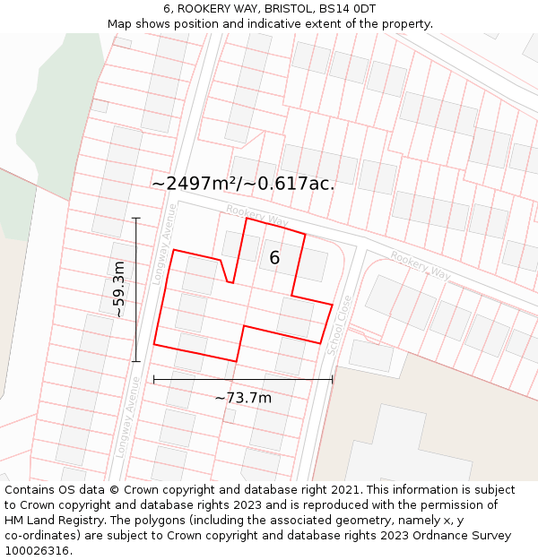 6, ROOKERY WAY, BRISTOL, BS14 0DT: Plot and title map