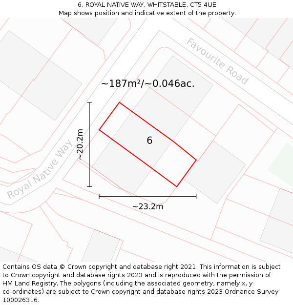 6, ROYAL NATIVE WAY, WHITSTABLE, CT5 4UE: Plot and title map