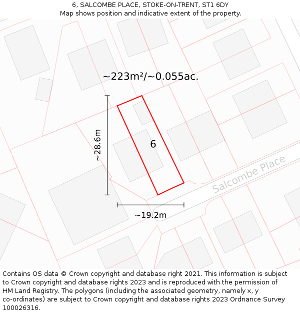 6, SALCOMBE PLACE, STOKE-ON-TRENT, ST1 6DY: Plot and title map