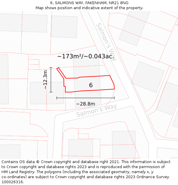 6, SALMONS WAY, FAKENHAM, NR21 8NG: Plot and title map