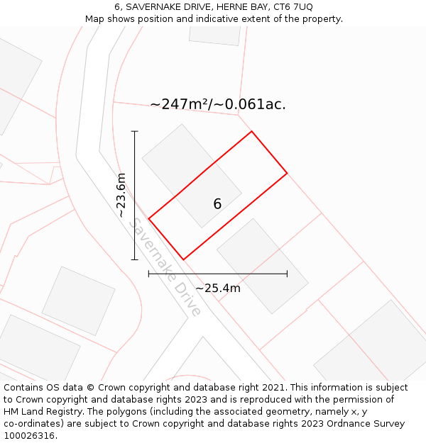 6, SAVERNAKE DRIVE, HERNE BAY, CT6 7UQ: Plot and title map