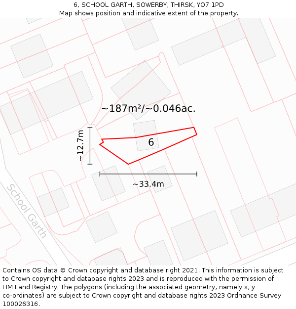 6, SCHOOL GARTH, SOWERBY, THIRSK, YO7 1PD: Plot and title map