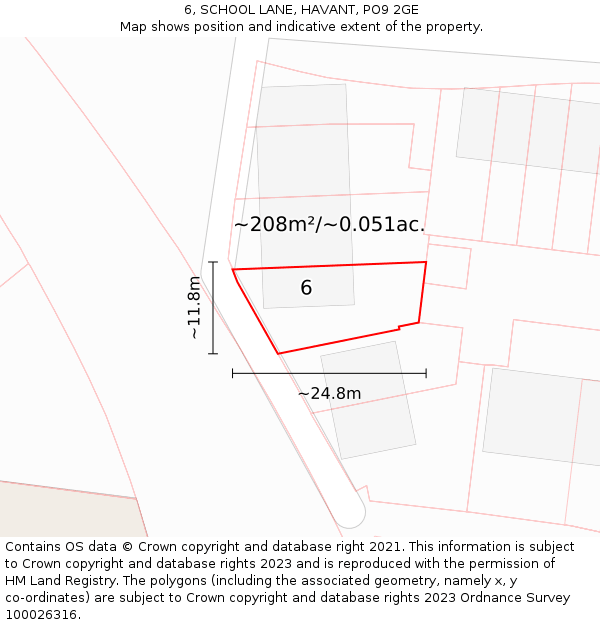 6, SCHOOL LANE, HAVANT, PO9 2GE: Plot and title map