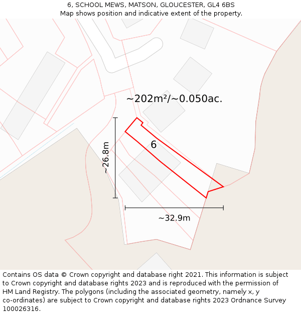 6, SCHOOL MEWS, MATSON, GLOUCESTER, GL4 6BS: Plot and title map