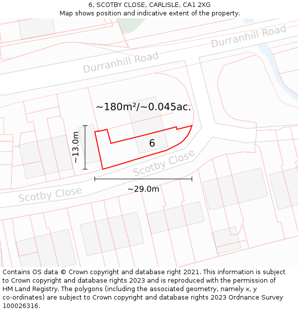 6, SCOTBY CLOSE, CARLISLE, CA1 2XG: Plot and title map