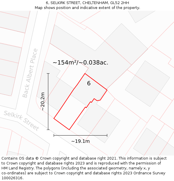 6, SELKIRK STREET, CHELTENHAM, GL52 2HH: Plot and title map