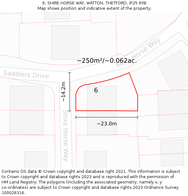 6, SHIRE HORSE WAY, WATTON, THETFORD, IP25 6YB: Plot and title map