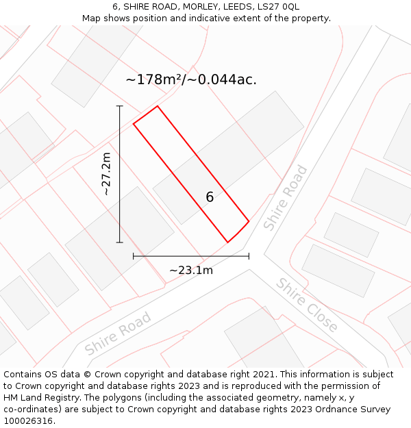 6, SHIRE ROAD, MORLEY, LEEDS, LS27 0QL: Plot and title map