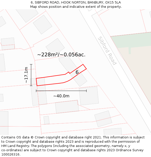 6, SIBFORD ROAD, HOOK NORTON, BANBURY, OX15 5LA: Plot and title map