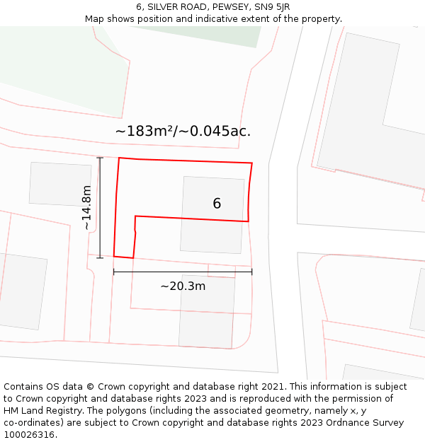 6, SILVER ROAD, PEWSEY, SN9 5JR: Plot and title map