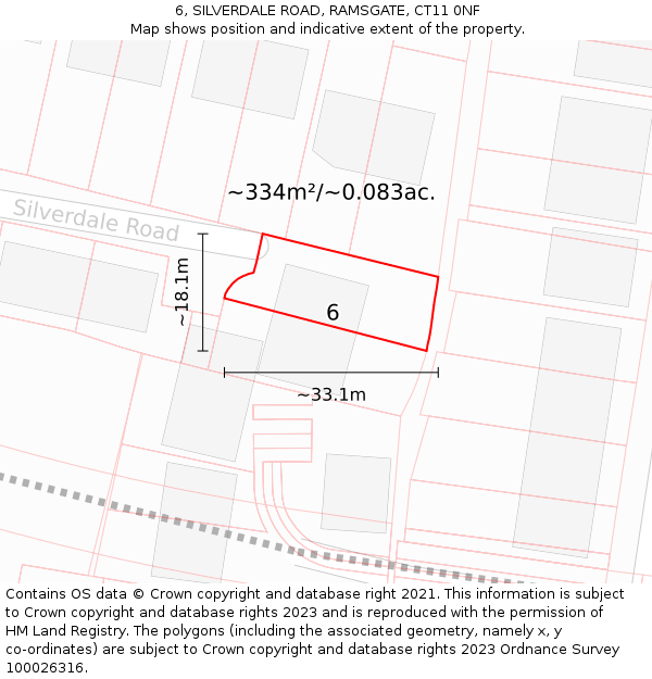 6, SILVERDALE ROAD, RAMSGATE, CT11 0NF: Plot and title map