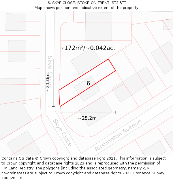 6, SKYE CLOSE, STOKE-ON-TRENT, ST3 5TT: Plot and title map