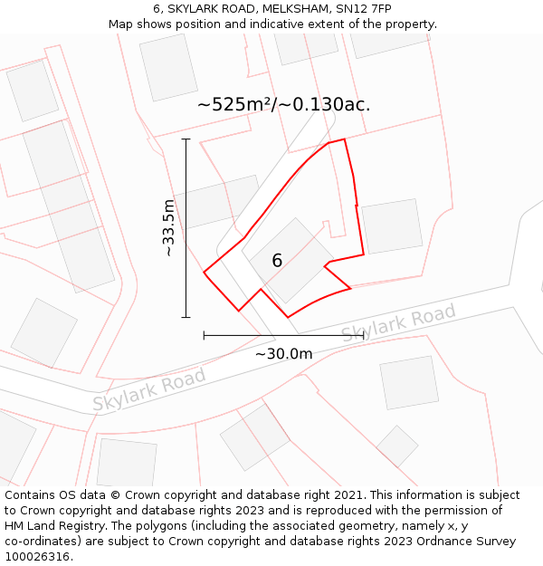 6, SKYLARK ROAD, MELKSHAM, SN12 7FP: Plot and title map