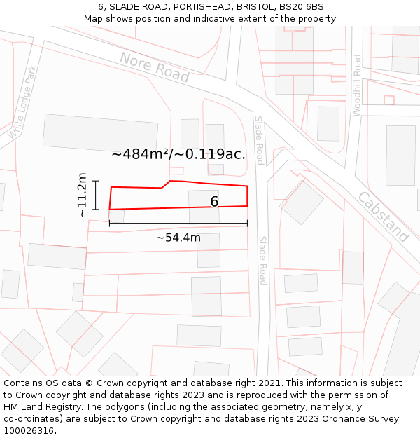 6, SLADE ROAD, PORTISHEAD, BRISTOL, BS20 6BS: Plot and title map