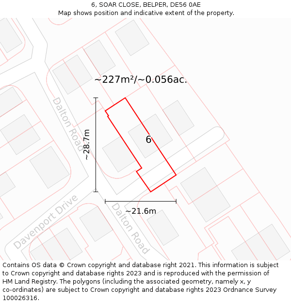 6, SOAR CLOSE, BELPER, DE56 0AE: Plot and title map