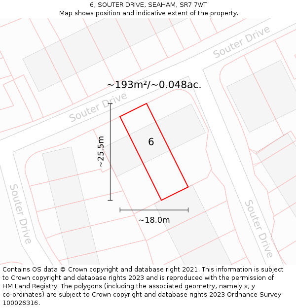 6, SOUTER DRIVE, SEAHAM, SR7 7WT: Plot and title map