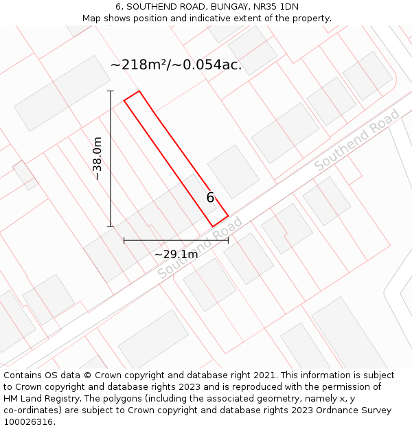 6, SOUTHEND ROAD, BUNGAY, NR35 1DN: Plot and title map
