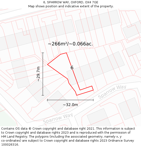 6, SPARROW WAY, OXFORD, OX4 7GE: Plot and title map