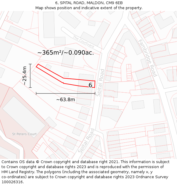 6, SPITAL ROAD, MALDON, CM9 6EB: Plot and title map