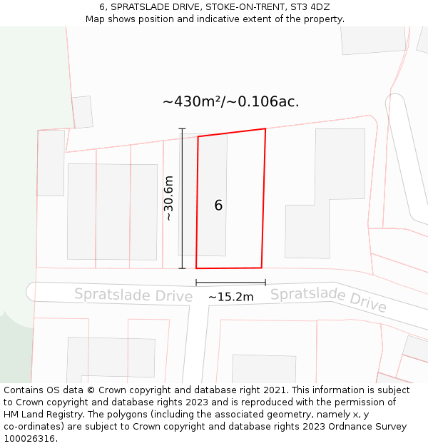 6, SPRATSLADE DRIVE, STOKE-ON-TRENT, ST3 4DZ: Plot and title map