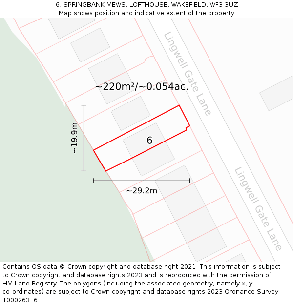 6, SPRINGBANK MEWS, LOFTHOUSE, WAKEFIELD, WF3 3UZ: Plot and title map