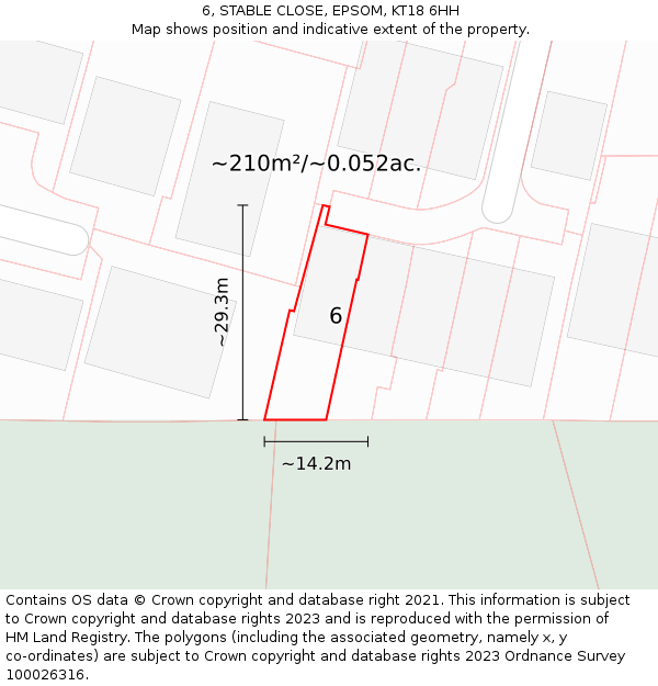 6, STABLE CLOSE, EPSOM, KT18 6HH: Plot and title map
