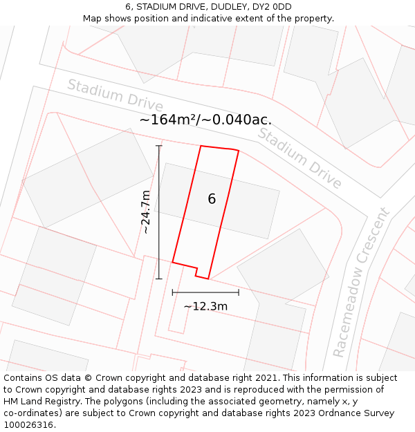 6, STADIUM DRIVE, DUDLEY, DY2 0DD: Plot and title map