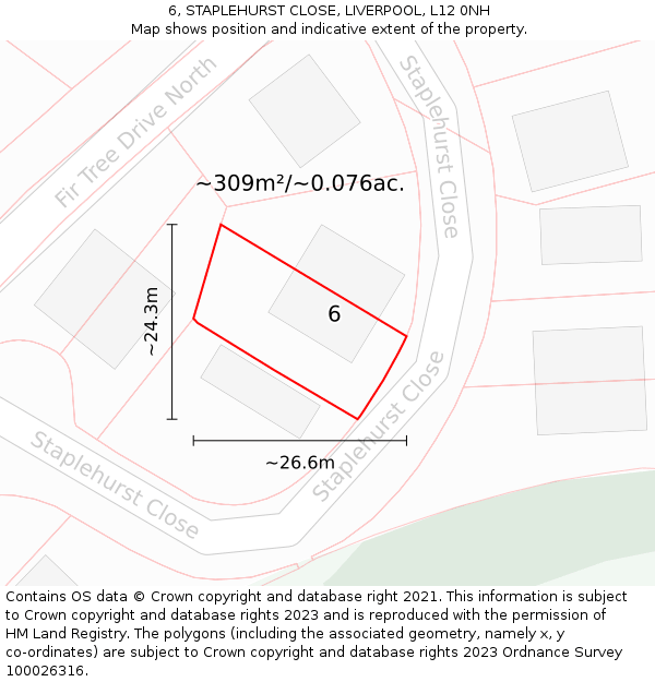 6, STAPLEHURST CLOSE, LIVERPOOL, L12 0NH: Plot and title map