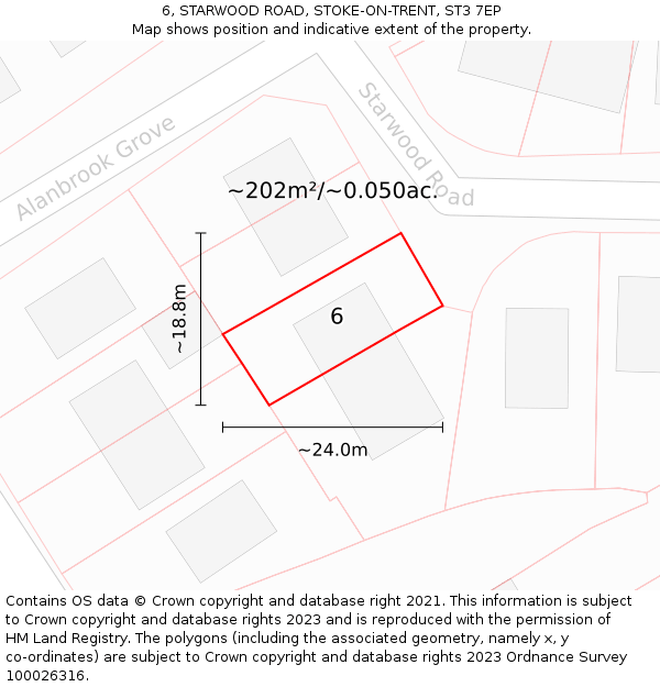 6, STARWOOD ROAD, STOKE-ON-TRENT, ST3 7EP: Plot and title map