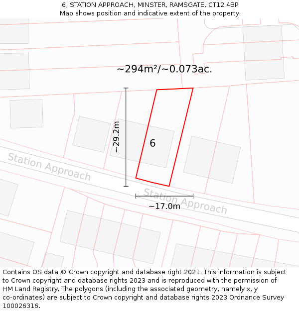 6, STATION APPROACH, MINSTER, RAMSGATE, CT12 4BP: Plot and title map