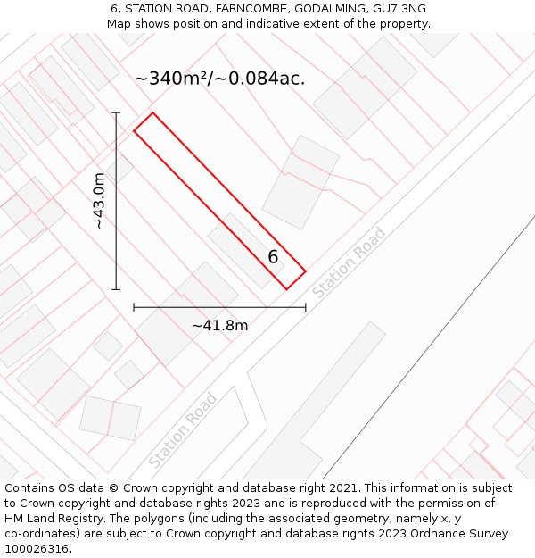 6, STATION ROAD, FARNCOMBE, GODALMING, GU7 3NG: Plot and title map