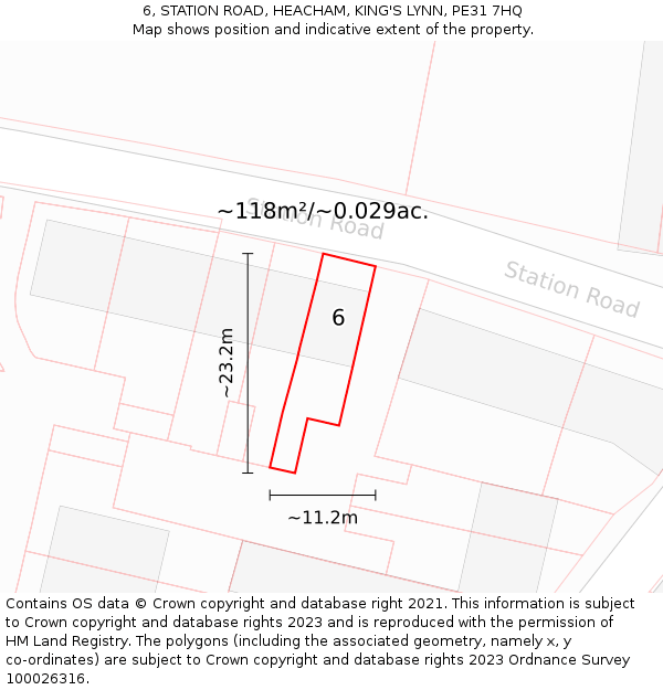 6, STATION ROAD, HEACHAM, KING'S LYNN, PE31 7HQ: Plot and title map