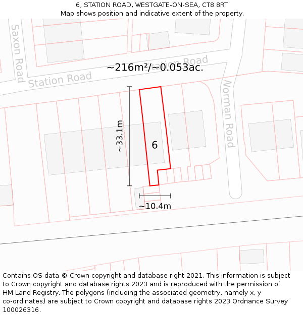 6, STATION ROAD, WESTGATE-ON-SEA, CT8 8RT: Plot and title map