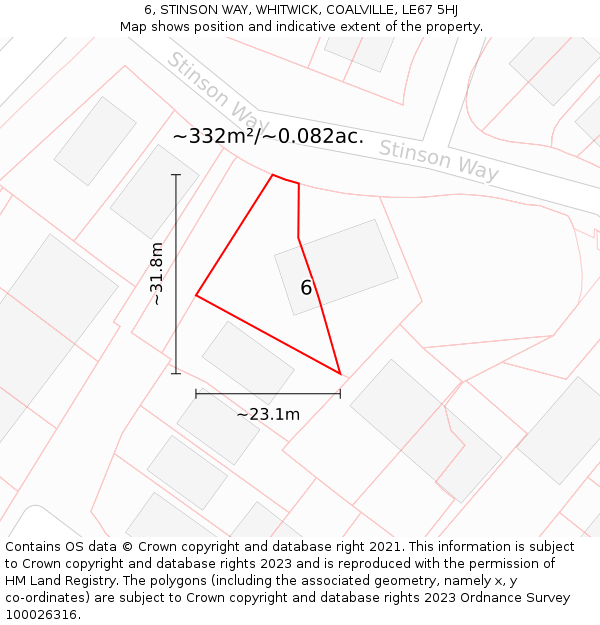 6, STINSON WAY, WHITWICK, COALVILLE, LE67 5HJ: Plot and title map