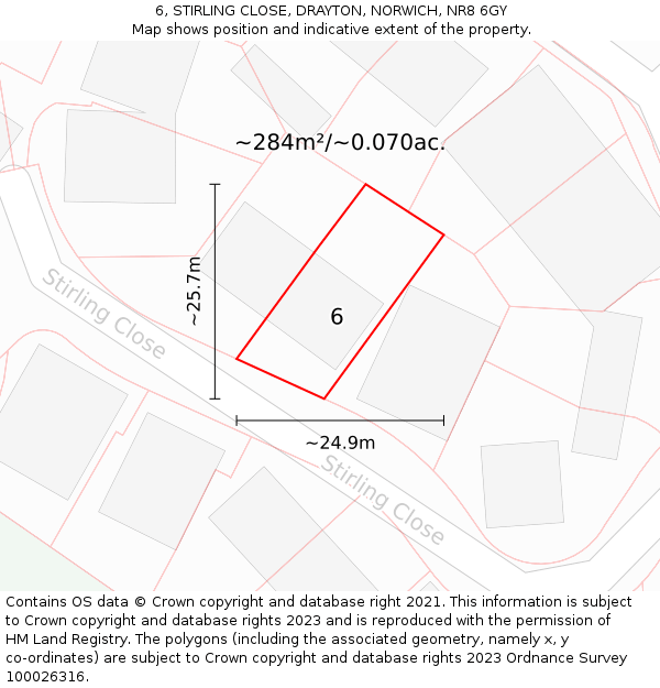 6, STIRLING CLOSE, DRAYTON, NORWICH, NR8 6GY: Plot and title map