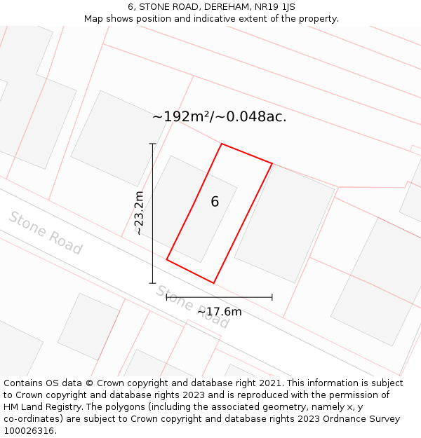 6, STONE ROAD, DEREHAM, NR19 1JS: Plot and title map